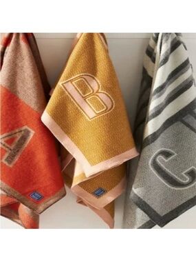 Faribault Woolen Mill Co. Monogrammed “C” Gray & Dark Gray Striped Wool Blanket